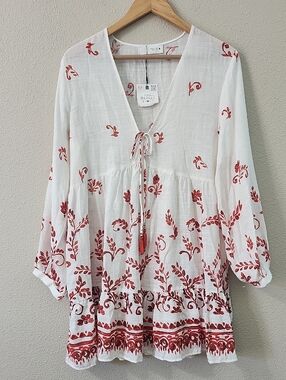 Zara Cotton Blend Rust Floral Dress Size Medium